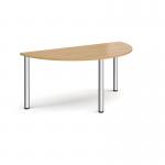 Semi circular chrome radial leg meeting table 1600mm x 800mm - oak DRL1600S-C-O