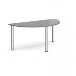 Semi circular chrome radial leg meeting table 1600mm x 800mm - onyx grey DRL1600S-C-OG