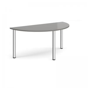 Semi circular chrome radial leg meeting table 1600mm x 800mm - onyx