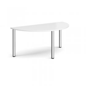 Semi circular chrome radial leg meeting table 1600mm x 800mm - white DRL1600S-C-WH