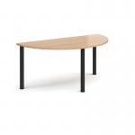 Semi circular black radial leg meeting table 1600mm x 800mm - beech DRL1600S-K-B