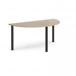 Semi circular black radial leg meeting table 1600mm x 800mm - Barcelona walnut DRL1600S-K-BW