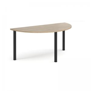 Semi circular black radial leg meeting table 1600mm x 800mm -