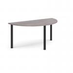 Semi circular black radial leg meeting table 1600mm x 800mm - grey oak DRL1600S-K-GO