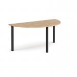 Semi circular black radial leg meeting table 1600mm x 800mm - Kendal oak DRL1600S-K-KO