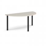 Semi circular black radial leg meeting table 1600mm x 800mm - Light Grey DRL1600S-K-LG