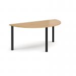 Semi circular black radial leg meeting table 1600mm x 800mm - oak DRL1600S-K-O