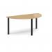 Semi circular black radial leg meeting table 1600mm x 800mm - oak DRL1600S-K-O