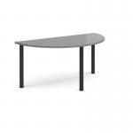 Semi circular black radial leg meeting table 1600mm x 800mm - onyx grey DRL1600S-K-OG