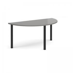 Semi circular black radial leg meeting table 1600mm x 800mm - onyx