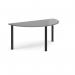 Semi circular black radial leg meeting table 1600mm x 800mm - onyx grey DRL1600S-K-OG