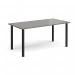 Semi circular black radial leg meeting table 1600mm x 800mm - onyx grey DRL1600S-K-OG