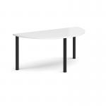 Semi circular black radial leg meeting table 1600mm x 800mm - white DRL1600S-K-WH