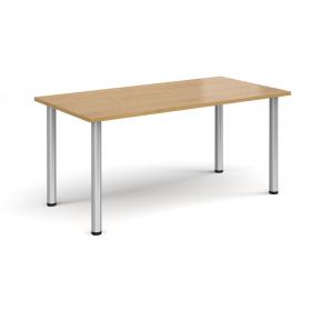 Rectangular silver radial leg meeting table 1600mm x 800mm - oak DRL1600-S-O