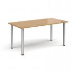 Rectangular silver radial leg meeting table 1600mm x 800mm - oak