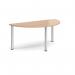 Semi circular silver radial leg meeting table 1600mm x 800mm - beech DRL1600S-S-B