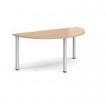 Semi circular silver radial leg meeting table 1600mm x 800mm - beech DRL1600S-S-B
