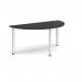 Semi circular silver radial leg meeting table 1600mm x 800mm - Black DRL1600S-S-BK
