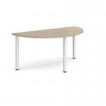 Semi circular silver radial leg meeting table 1600mm x 800mm - Barcelona walnut DRL1600S-S-BW