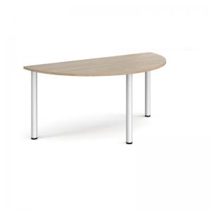 Semi circular silver radial leg meeting table 1600mm x 800mm -