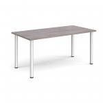 Semi circular silver radial leg meeting table 1600mm x 800mm - grey oak DRL1600S-S-GO