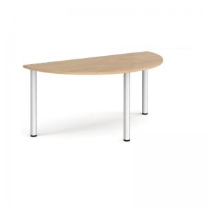 Semi circular silver radial leg meeting table 1600mm x 800mm - Kendal