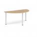 Semi circular silver radial leg meeting table 1600mm x 800mm - Kendal oak DRL1600S-S-KO