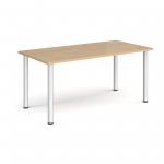 Semi circular silver radial leg meeting table 1600mm x 800mm - kendal oak DRL1600S-S-KO