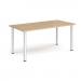 Semi circular silver radial leg meeting table 1600mm x 800mm - kendal oak DRL1600S-S-KO