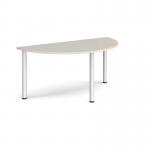 Semi circular silver radial leg meeting table 1600mm x 800mm - Light Grey DRL1600S-S-LG