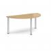 Semi circular silver radial leg meeting table 1600mm x 800mm - oak DRL1600S-S-O