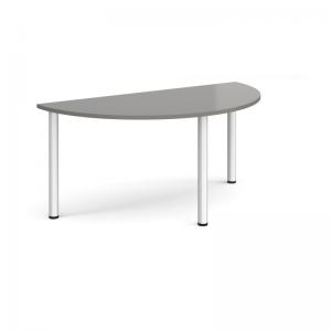 Semi circular silver radial leg meeting table 1600mm x 800mm - onyx