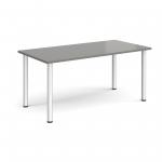 Semi circular silver radial leg meeting table 1600mm x 800mm - onyx grey DRL1600S-S-OG