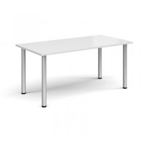 Rectangular silver radial leg meeting table 1600mm x 800mm - white DRL1600-S-WH