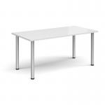 Rectangular silver radial leg meeting table 1600mm x 800mm - white DRL1600-S-WH