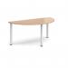 Semi circular white radial leg meeting table 1600mm x 800mm - beech DRL1600S-WH-B