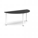 Semi circular white radial leg meeting table 1600mm x 800mm - Black DRL1600S-WH-BK