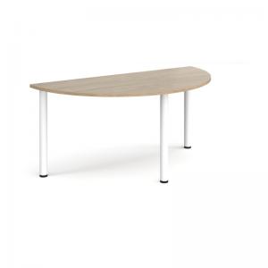 Semi circular white radial leg meeting table 1600mm x 800mm -