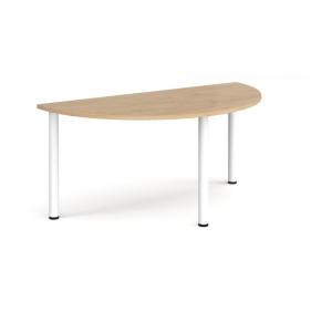Semi circular white radial leg meeting table 1600mm x 800mm - Kendal