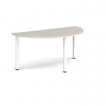 Semi circular white radial leg meeting table 1600mm x 800mm - Light Grey DRL1600S-WH-LG
