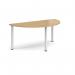 Semi circular white radial leg meeting table 1600mm x 800mm - oak DRL1600S-WH-O