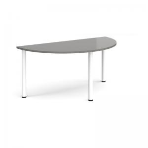 Semi circular white radial leg meeting table 1600mm x 800mm - onyx