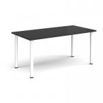 Rectangular white radial leg meeting table 1600mm x 800mm - Black DRL1600-WH-BK
