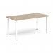 Rectangular white radial leg meeting table 1600mm x 800mm - Barcelona walnut DRL1600-WH-BW