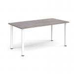 Rectangular white radial leg meeting table 1600mm x 800mm - grey oak DRL1600-WH-GO