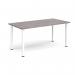 Rectangular white radial leg meeting table 1600mm x 800mm - grey oak DRL1600-WH-GO