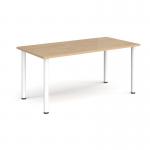 Rectangular white radial leg meeting table 1600mm x 800mm - Kendal oak DRL1600-WH-KO