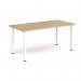 Rectangular white radial leg meeting table 1600mm x 800mm - Kendal oak DRL1600-WH-KO