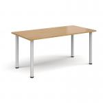 Rectangular white radial leg meeting table 1600mm x 800mm - oak DRL1600-WH-O