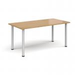 Rectangular white radial leg meeting table 1600mm x 800mm - oak